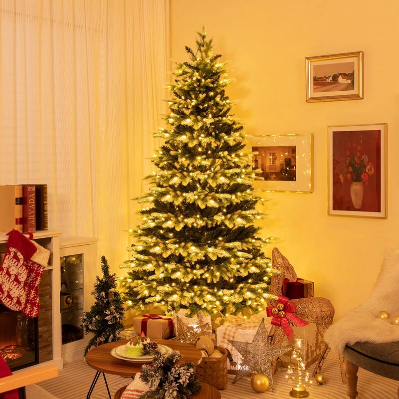 Costway 7 FT Pre-Lit Christmas Tree 3 Modes Hinged with Quick Power - See Details
