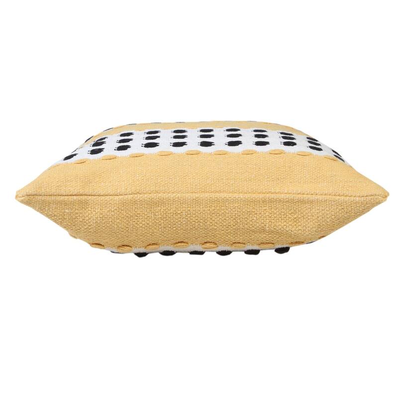 20" Yellow and White Dash Grid Striped Square Throw Pillow