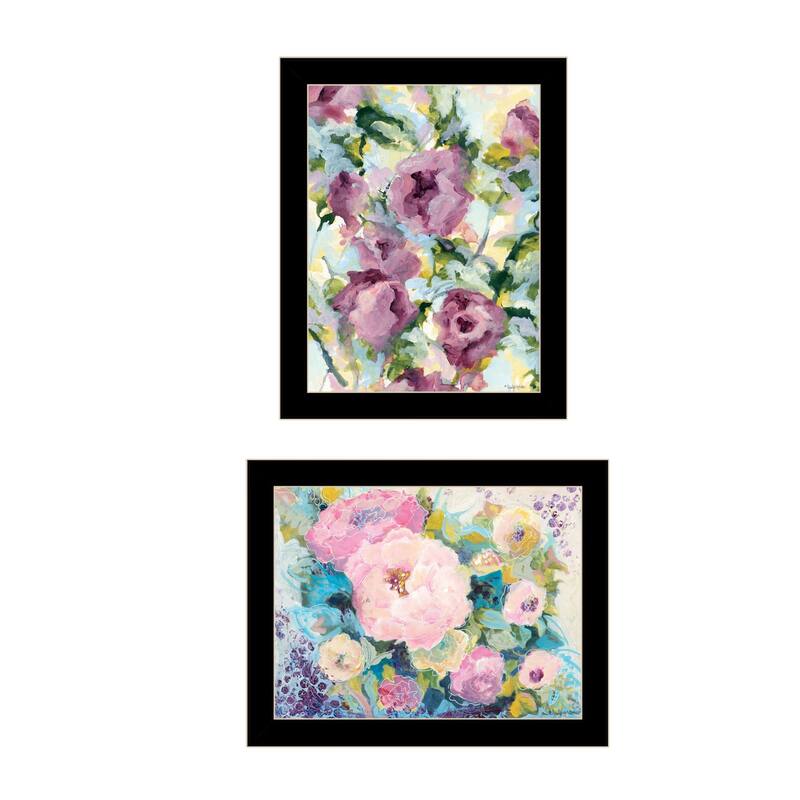 Trendy Decor 4U Abstract Florals to wish you Good luck, Success, Longevity; should keep you smiling Printed Framed Wall Art - Black - 18 x 14
