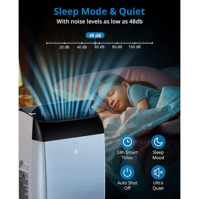 12,000 BTU Portable Air Conditioner with Remote Control for Rooms Up to 550 Sq Ft