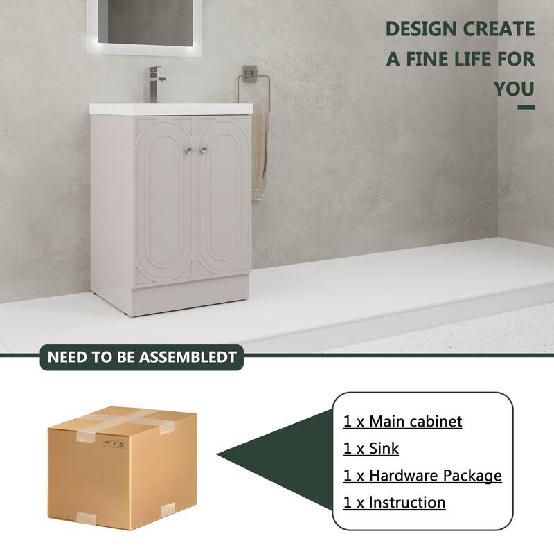24" Freestanding Bathroom Vanity with Resin Sink