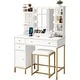 preview thumbnail 7 of 5, Makeup Vanity Table with Chair & Charging Station