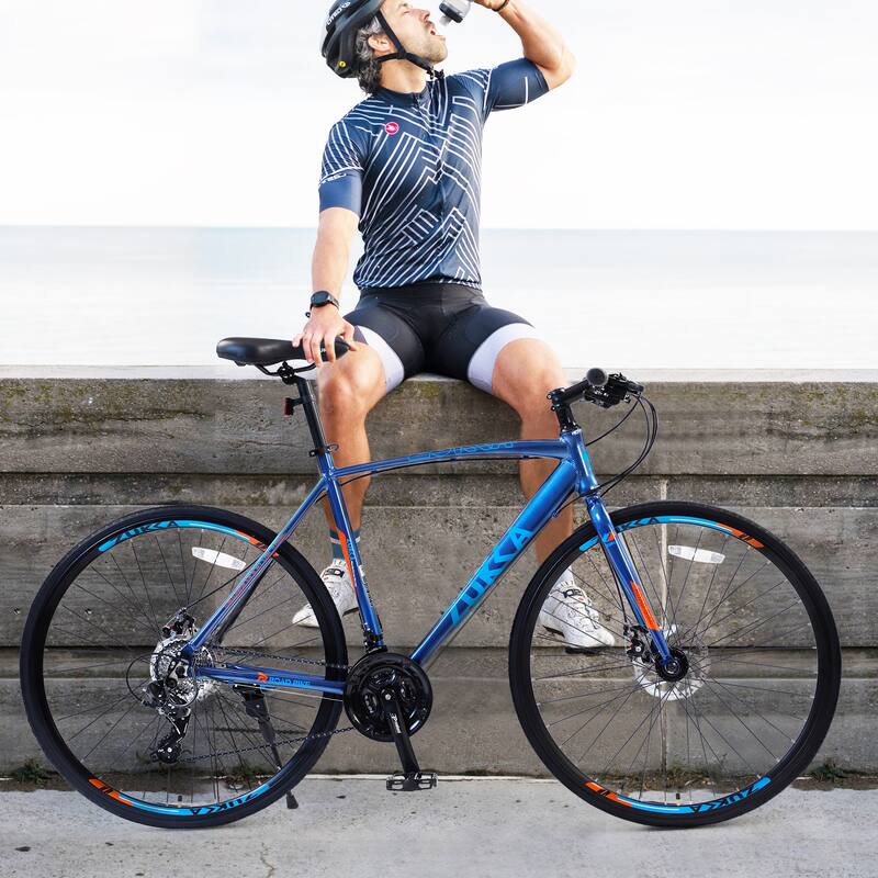 24-Speed Hybrid Road Bike with Disc Brakes, 700C Aluminum Alloy Frame, Shimano Gears, Lightweight City Bicycle