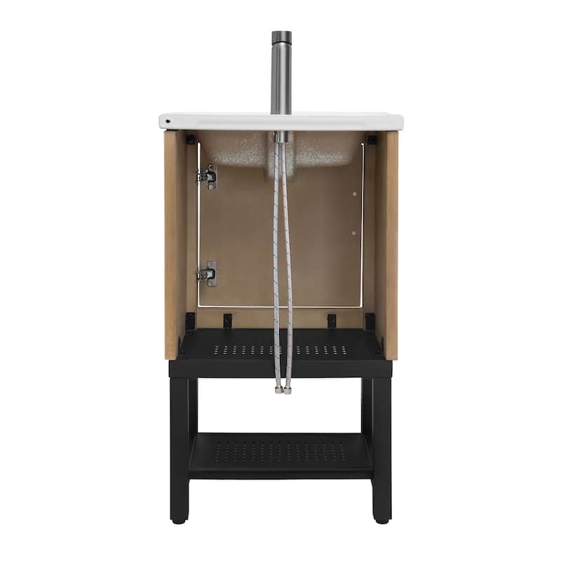 Roomfitters 20" Bathroom Vanity with Sink, Freestanding Cabinet with Ceramic Basin and Storage Shelf