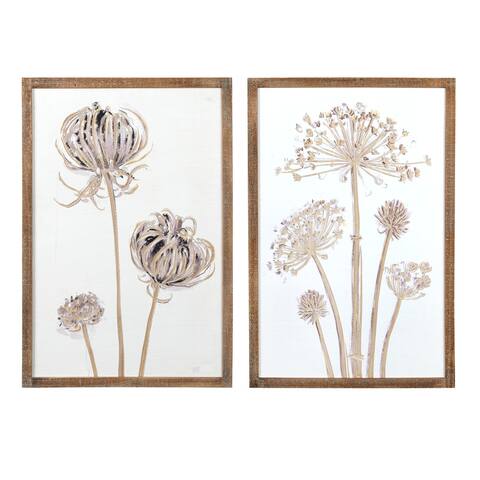 Engraved Wood Wall Décor with Flower, Set of 2 Styles, 20.25 in. x 30 in.