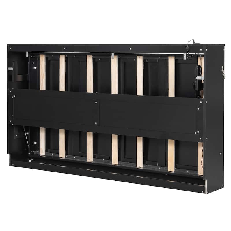 Side-Folding Printed Murphy Bed with LED and USB