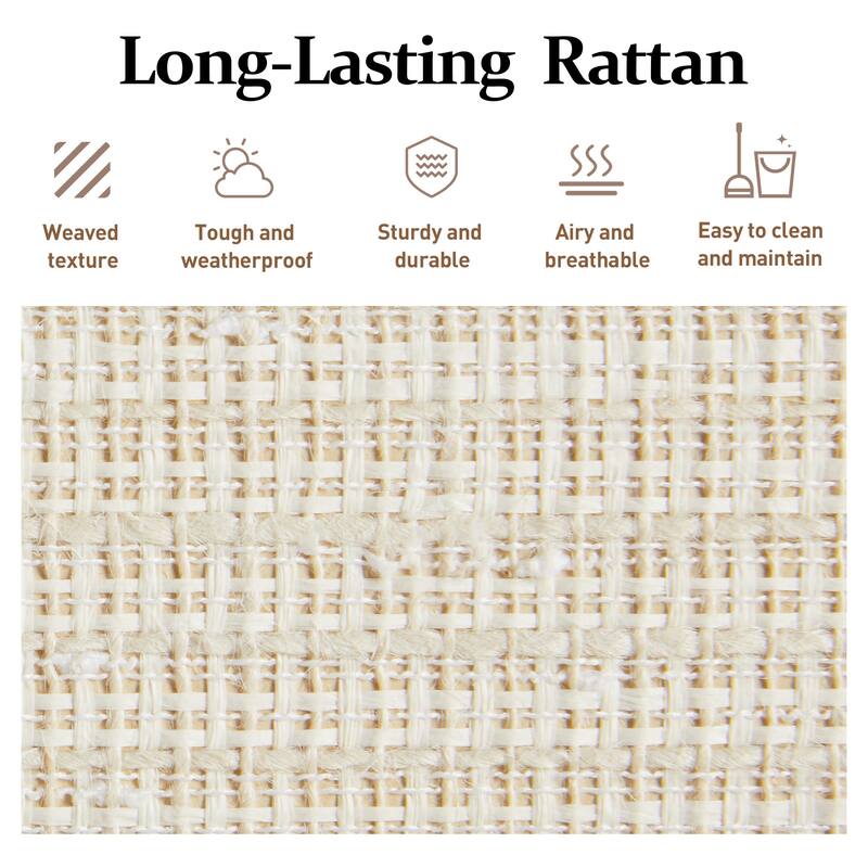 Wood Accent Boho Nightstand with 2 rattan Drawers