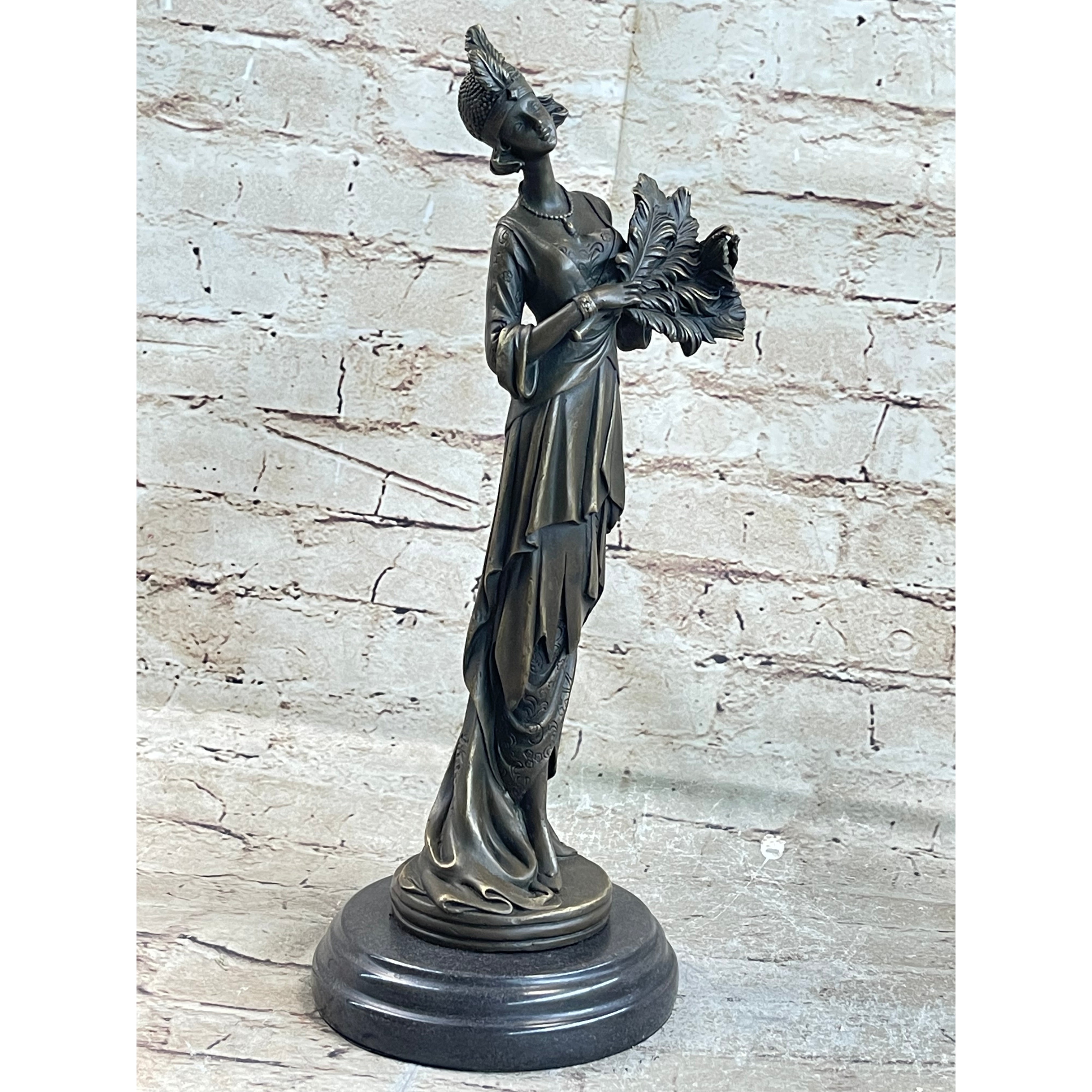Signed Original Kassin 1920 Art Deco Style Woman Bronze Sculpture Figurine