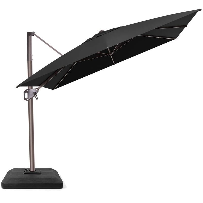 Outdoor 11 x 9 FT Patio 360 Degree Rotation Cantilever Umbrella with 4-Piece Umbrella Base