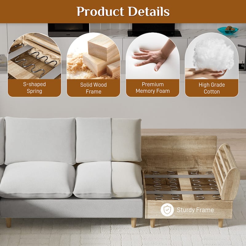 Modern U-Shaped Sectional Sofa Couch with Ottoman Chaise for Living Room