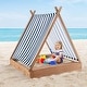 preview thumbnail 2 of 9, Costway Wooden Sandbox with Canopy Tent Design Fir Wood Frame 2 Bench - See Details