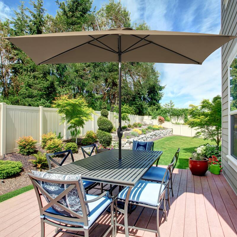 Bonosuki 10x6.5ft Rectangular Aluminum Patio Market Umbrella - Tan