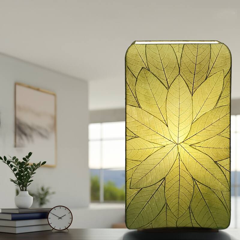 Eangee Handmade Sunburst Table Lamp, Cocoa Leaves Shade, 15 x 8 x 30 in.
