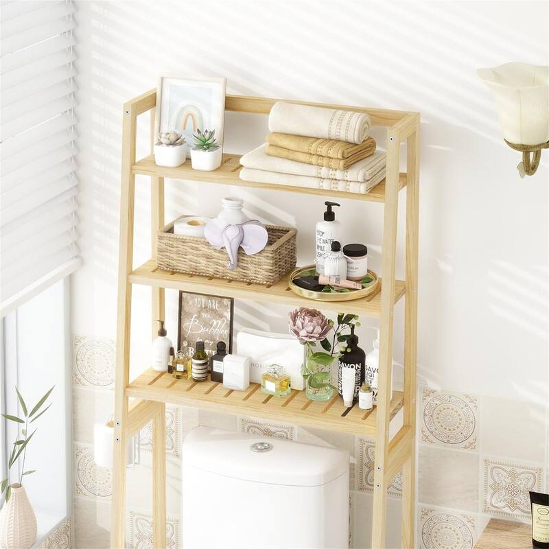 Over The Toilet Storage - 11.02"D x 25.59"W x 61.42"H - Natural