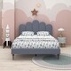 preview thumbnail 3 of 16, Platform Bed With Wooden Slat and Metal Support legs Grey - Full