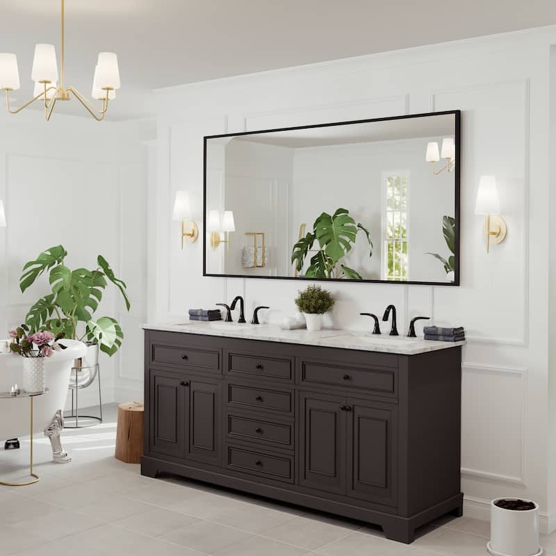 Eviva Black 58" x 28" Rectangular Black Metal Framed Mirror - N/A