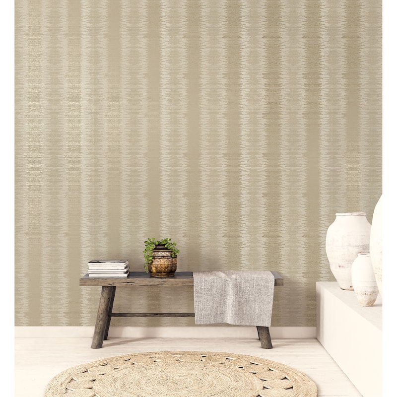 Galerie Wallcoverings Metallic FX Layered Stripe Non-woven Metallic Finish Wallpaper Roll