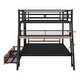 preview thumbnail 6 of 10, Full Size Metal Bunk Bed with Built-in Desk, Light and 2 Drawers, Black