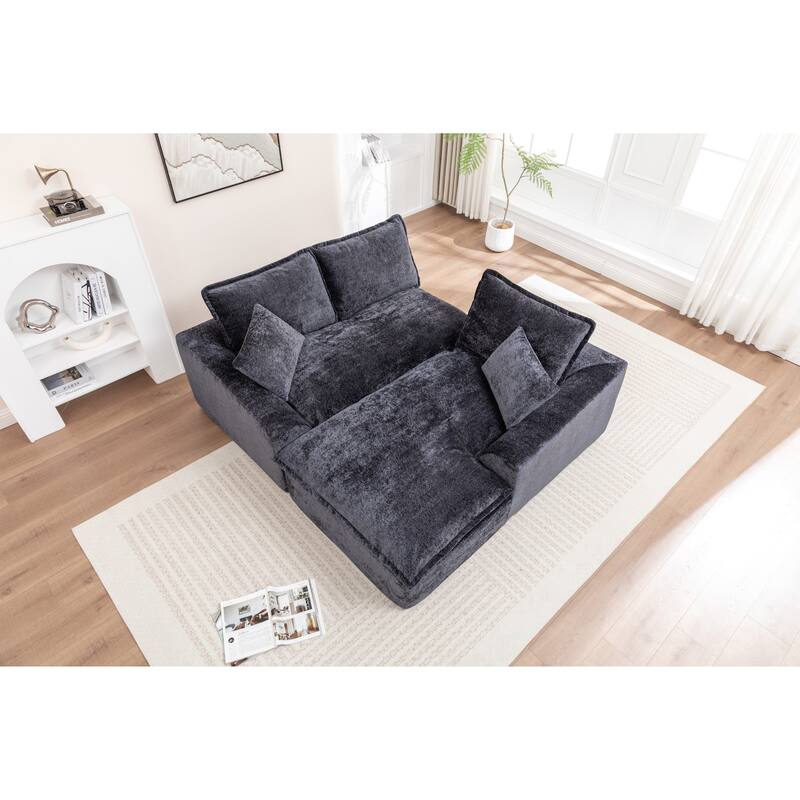 103" L-Shaped Cloud Sectional Sofa with Chaise, Upholstered Boneless Couches for Living Room, Modern Modular Chenille Sofa