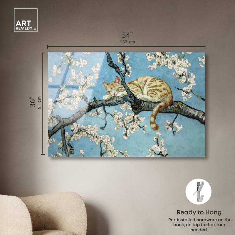 Autumn Blossom Kitten Acrylic by Art Remedy, Ready to Hang