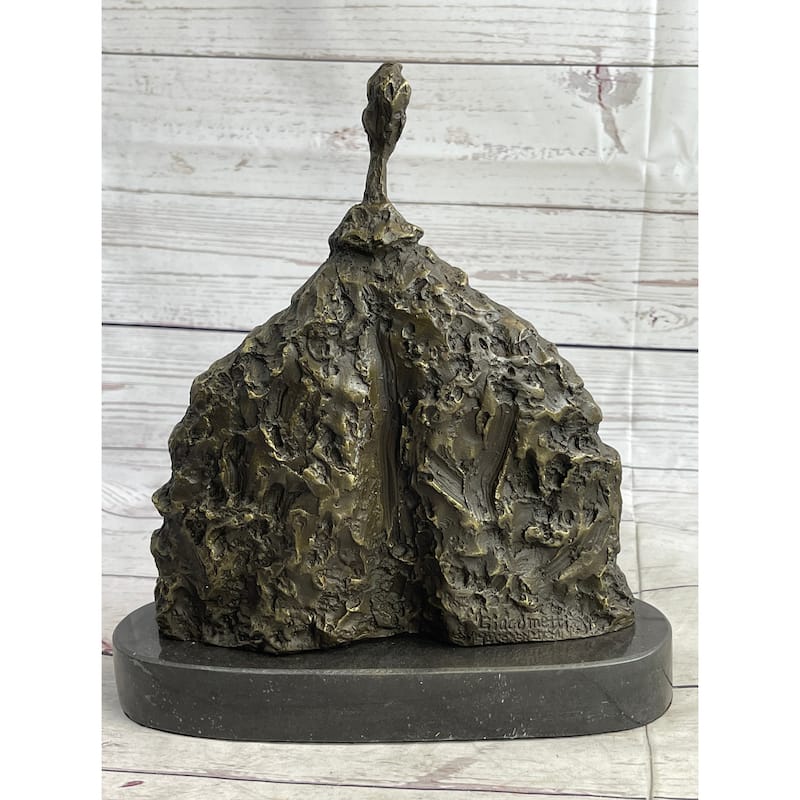 Surrealist Head Modern Art Giacometti Bronze Statue Sculpture Marble Base 11 Inches X 9 Inches