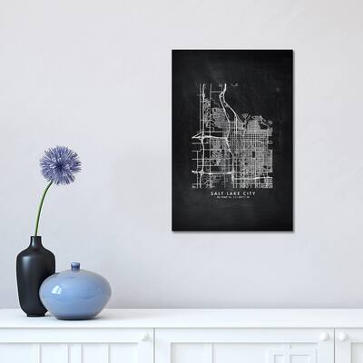 iCanvas "Salt Lake City Map Chalkboard Style" by WallDecorAddict Canvas Print