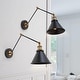 preview thumbnail 2 of 22, Malryn Set of 2 Modern Black Gold Adjustable Swing Arm Lights Plug-in Wall Sconces for Bedroom 19.7'' L x 7.5'' W x 9.1'' H - Black