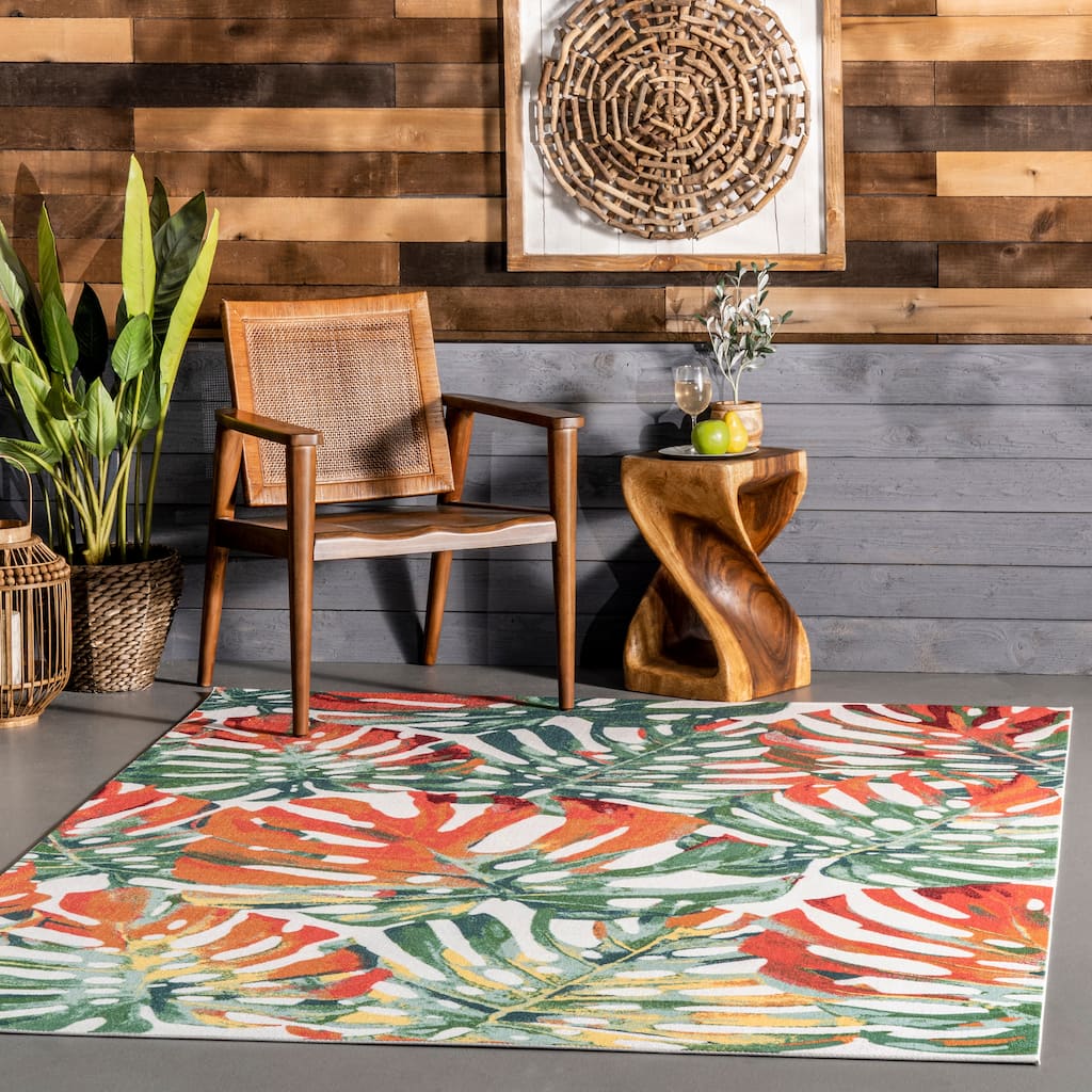 Nuloom Multi Indoor/ Outdoor Contemporary Tropical Palm Leaf Area Rug