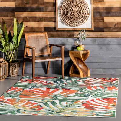nuLOOM Multi Indoor/ Outdoor Contemporary Tropical Palm Leaf Area Rug
