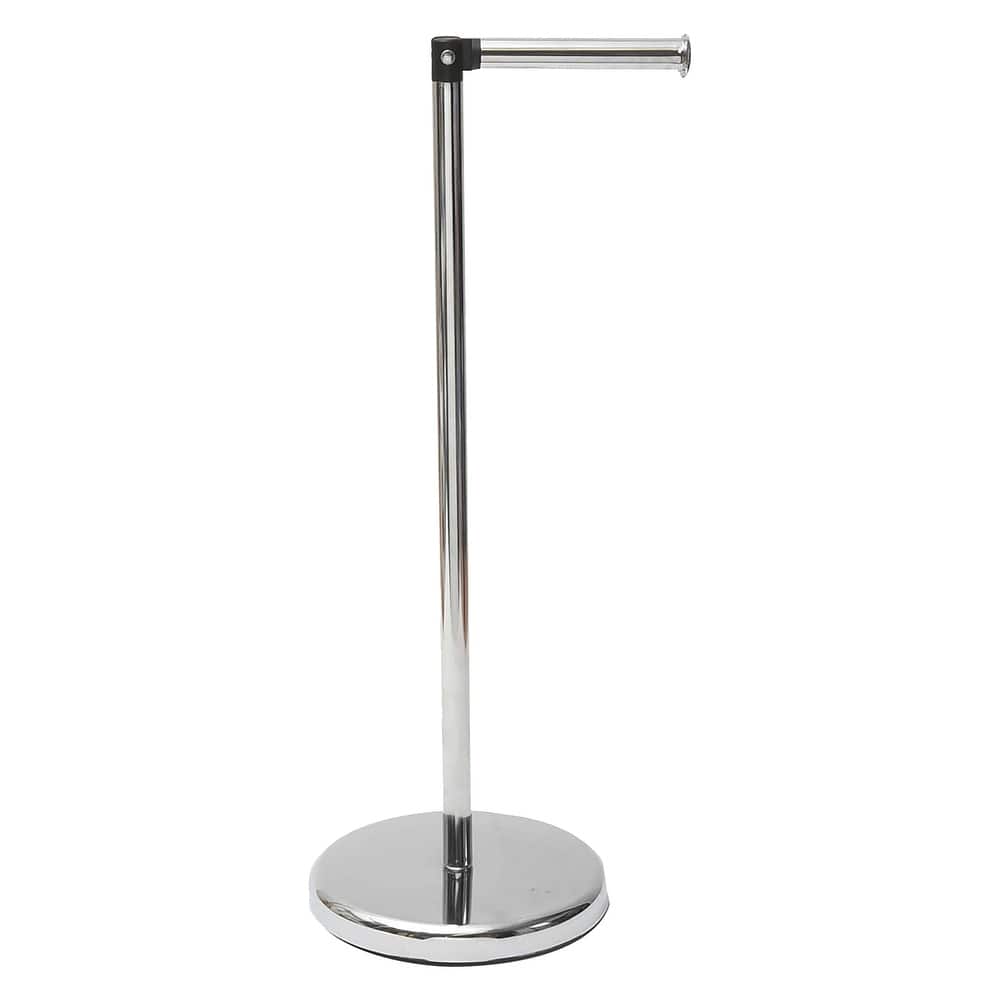 Sleek Toilet Paper Holder with Folding Arm and Reserve Compact Freestanding Metal Holder - Diameter 8 inches X 22" H