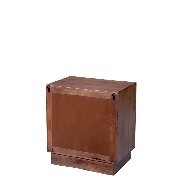 Modern Solid Wood Carved Nightstand with 2 Drawers