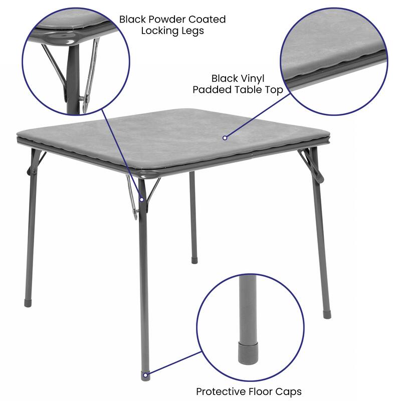 Kids 5-Piece Classroom Folding Table and Chairs Set - 2'0" x 1'8" x 2'0" Square