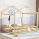 preview thumbnail 27 of 33, Double Twin House-Style Floor Bed with Fence,Guardrails,Without Door