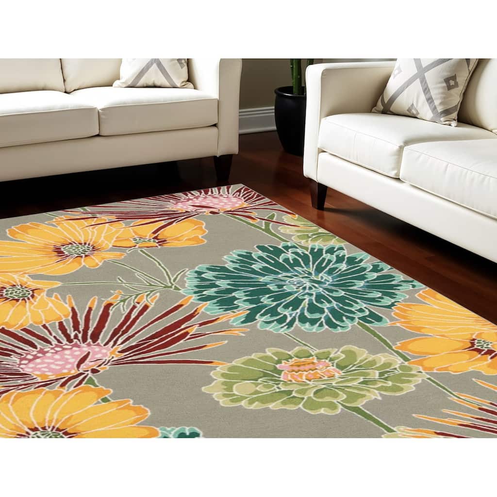 Gako Floral Traditional Stain Resistant Area Rug By HomeRoots - 90' X '60' X '0.5