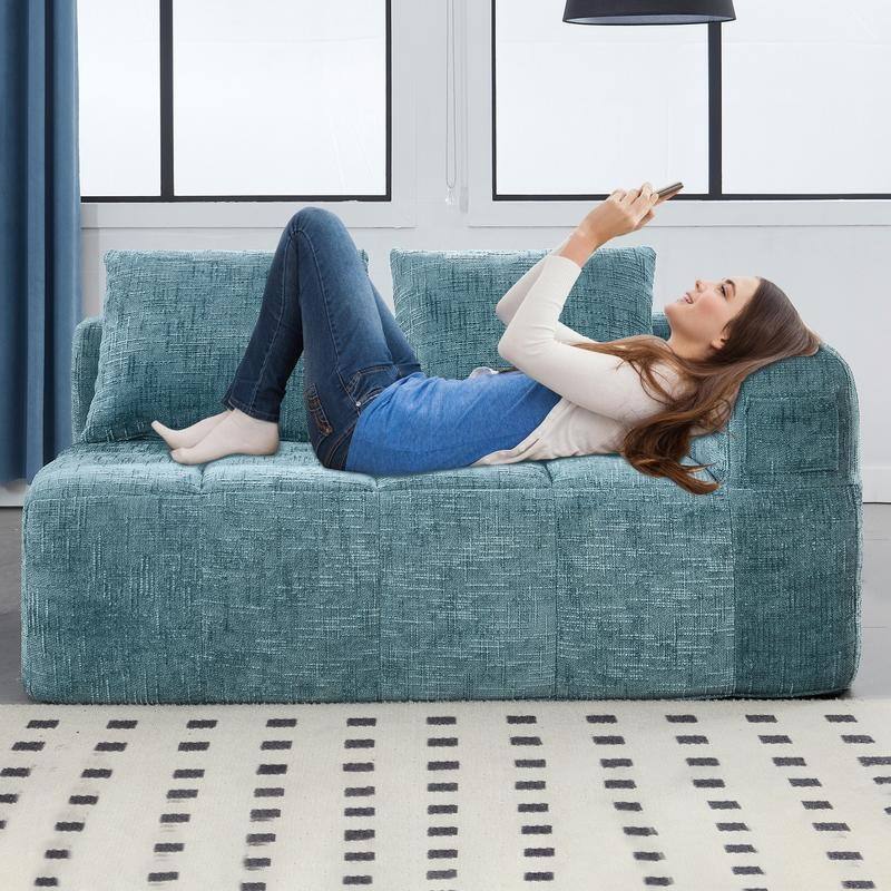 Chenille Loveseat Sofa, Minimalist Modular Sleeper for Living RoomS