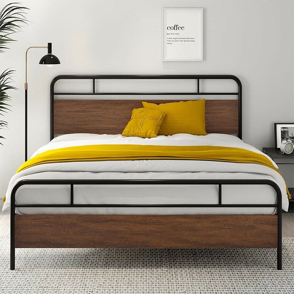 Eli metal and top wood platform bed