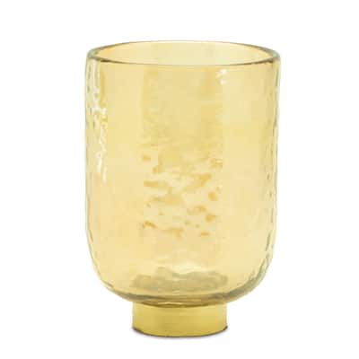 Gold Glass Vase with Metal Accent (Set of 2)