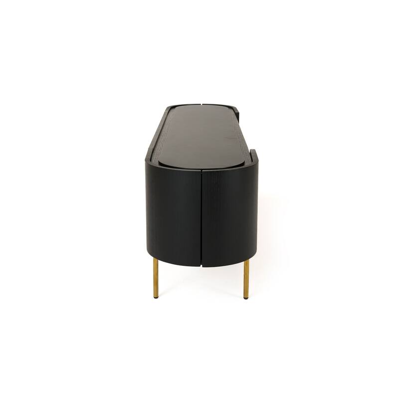 Modrest Bowie Mid-Century Modern Black Oak & Brass TV Stand