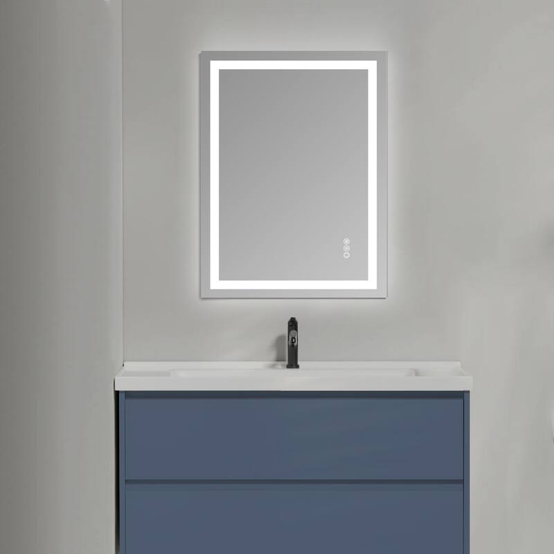 Topcraft Frameless Tempered Glass Mirror with Dual LED Strip Lighting