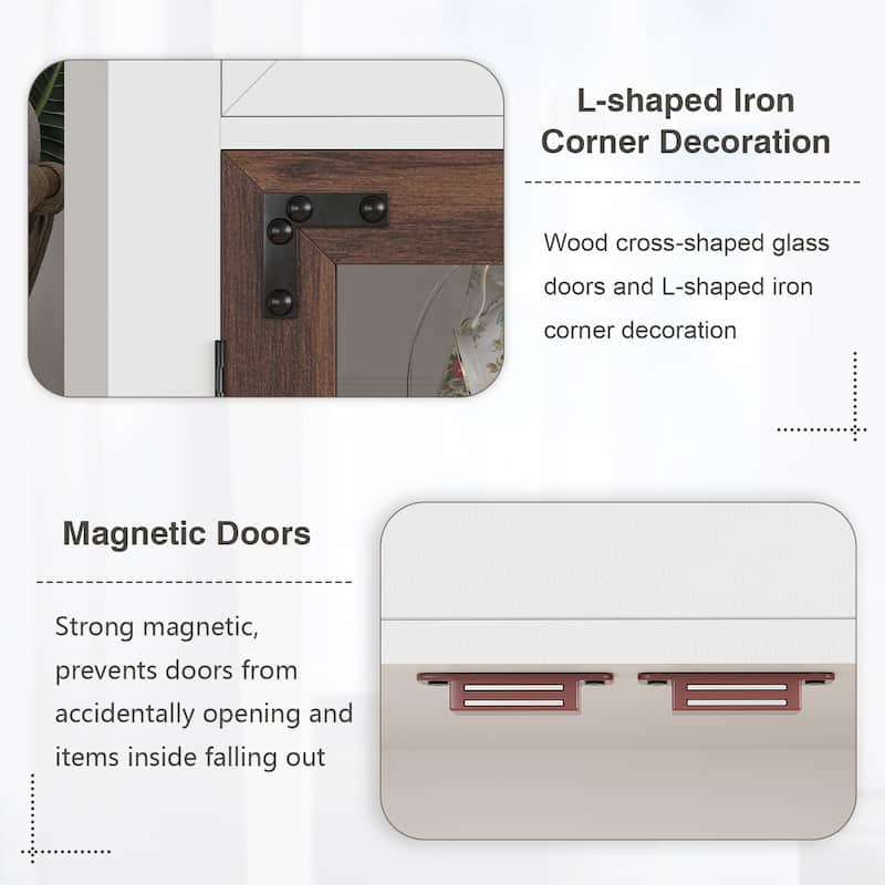 Gymojoy 53" Farmhouse Buffet Cabinet with Glass Doors, Modern Sideboard Storage Console for Kitchen, Dining Room, Living Room