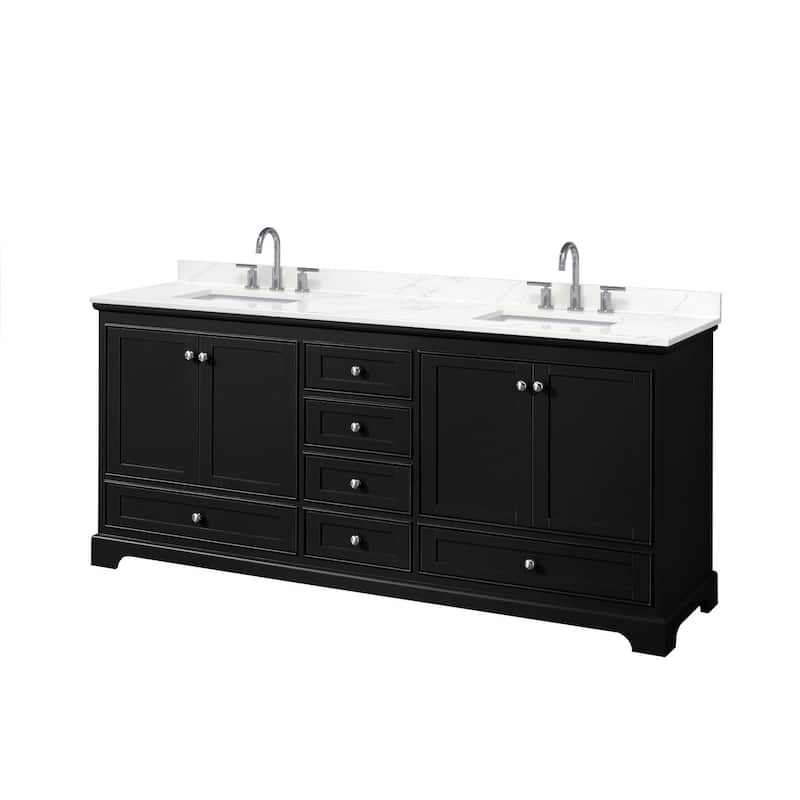 Wyndham Collection WCS202080D-QTZ-US3MXX Deborah 80" Free Standing - Dark Espresso / Giotto Quartz Top / Polished
