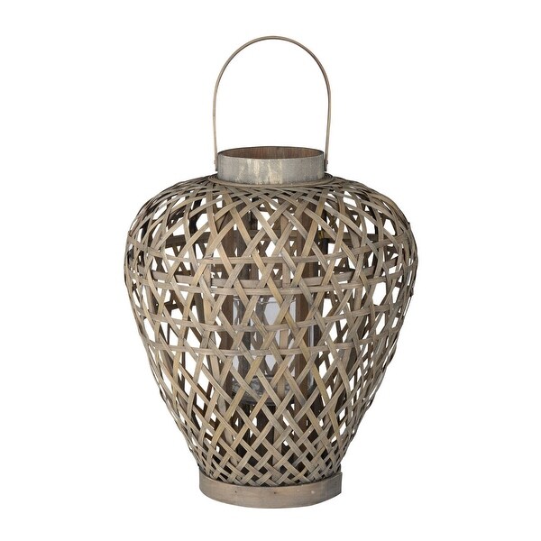 17.5" Brown Classic Waterfall-Shaped Lattice Lantern - N/A