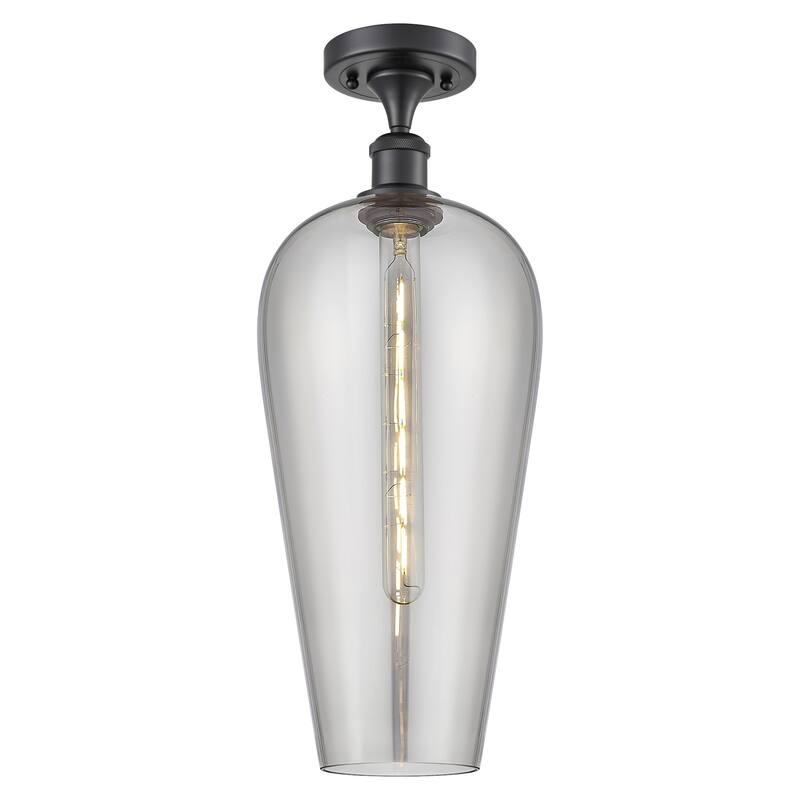 Innovations Lighting 516-1C-20-8 Chelsea Semi-Flush Chelsea 8" Wide - Matte Black / Light Smoke