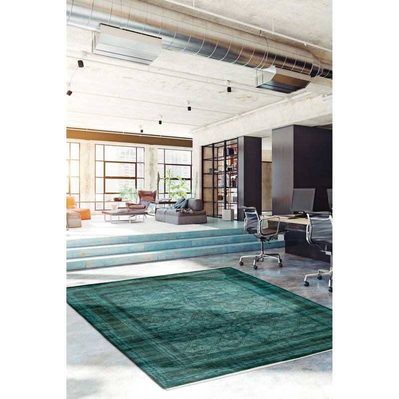 ECARPETGALLERY Hand-knotted Vibrance Teal Wool Rug - 8'0 x 9'8