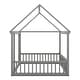 preview thumbnail 10 of 37, Full Size Floor Wood House Bed with Guardrails