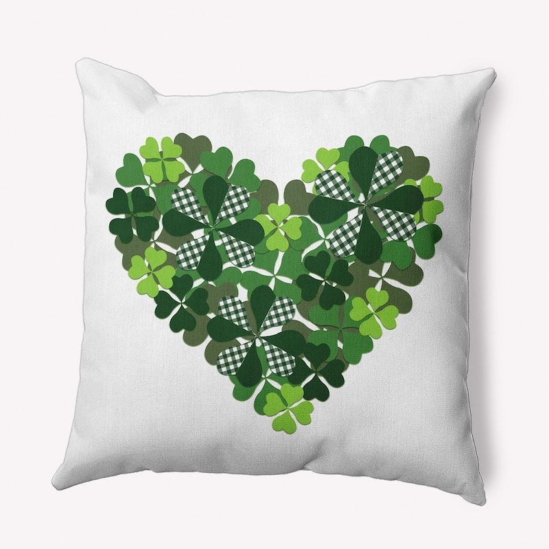 Lucky Heart Indoor/Outdoor Throw Pillow - Leaf Green - 18" x 18"