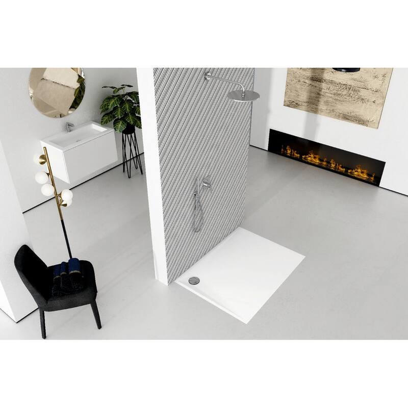 Modern, Curbless Shower Pan with Corner Drain On Sale Bed Bath