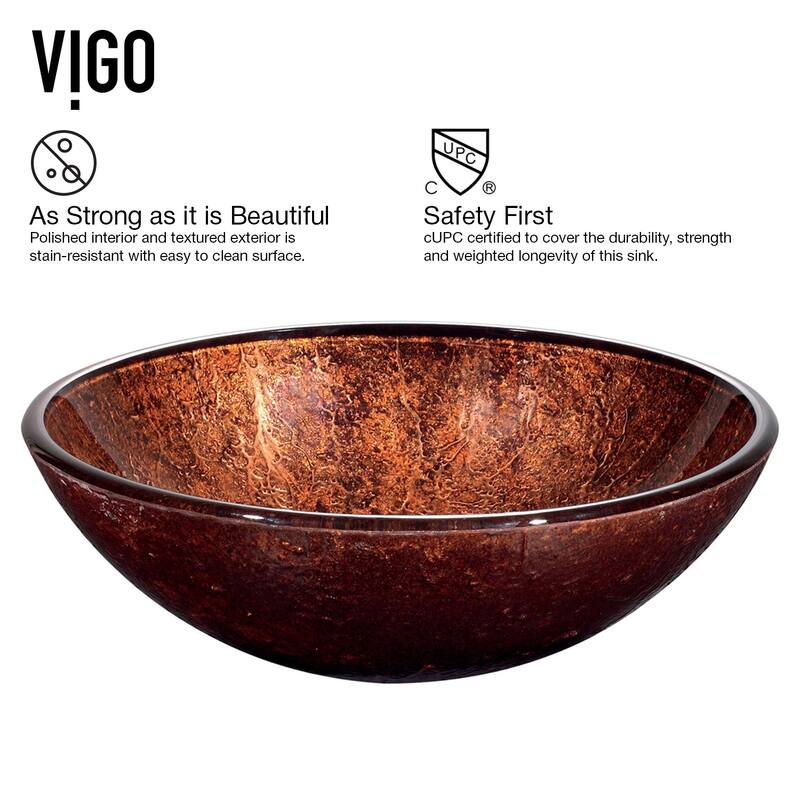 VIGO Giovanni 17"L x 17"W x 6"H Glass Round Vessel Bathroom Sink