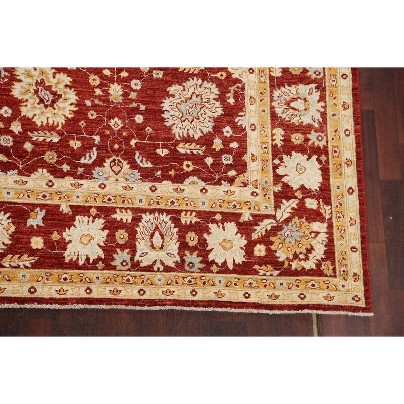 Vegetable Dye Floral Chobi Peshawar Area Rug Hand-knotted Wool Carpet - 9'1" x 12'0"