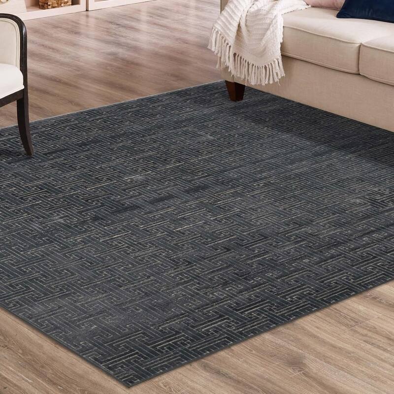 Contemporary Richye Collection Area Rug - Navy Blue - 7'10" Square
